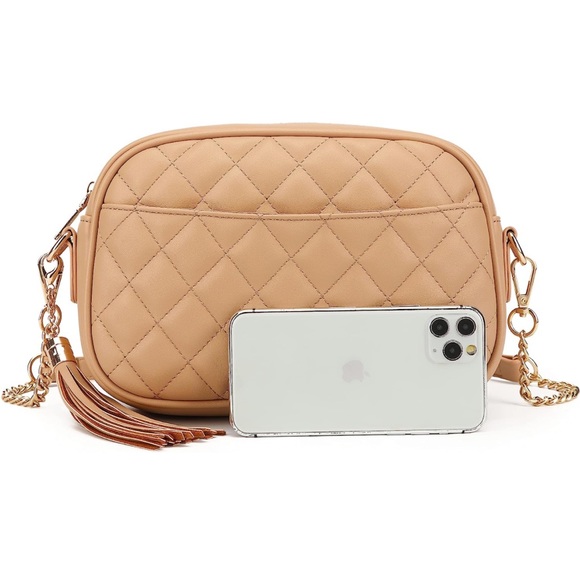 Lola Mae tan quilted crossbody / shoulder bag - Picture 9 of 11